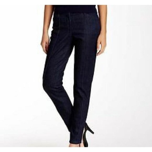 Theory Women's Paticep Indigo Straight Leg Seamed Dark Wash Stretch Jeans Size 4 - Picture 1 of 12